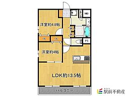 リアンレガーロ大牟田 1階2LDKの間取り