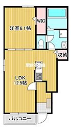 メゾンド瀬高　C 1階1LDKの間取り