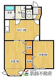 ソレアード・メゾン 2DKの間取図画像