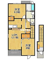 ラルジュガーデン2 2LDKの間取図画像