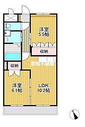 サンハイムM&H2 2LDKの間取図画像