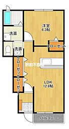ラルジュガーデン2 1LDKの間取図画像