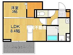 フリーデンやりた 3階1LDKの間取り