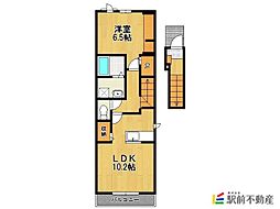 コオリナ・セリーヌ・十番館 2階1LDKの間取り