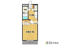 シャルマンロディ 2階1Kの間取り