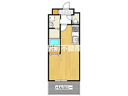 レブリアント鳥栖 6階ワンルームの間取り