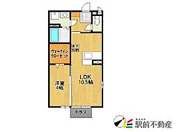 セイシェル大山C 1LDKの間取図画像
