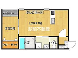 Tidy新鳥栖 1階1LDKの間取り