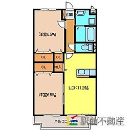 ヌーベルシェトワV 3階2LDKの間取り