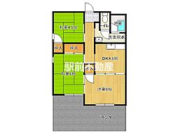 秋山ハイツ1 3DKの間取図画像