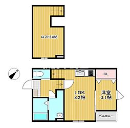 ハレクラニ鳥栖 205 2階1LDKの間取り