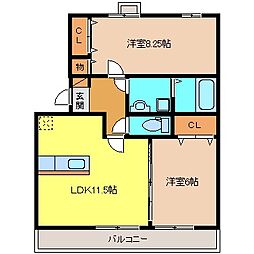 ウィスタリア 2LDKの間取図画像