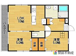 メゾンド元町 2LDKの間取図画像