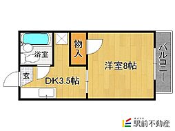 西新町mびれっじ 1DKの間取図画像