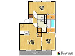 リビングタウン弥生ヶ丘A 2LDKの間取図画像