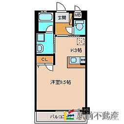 レジデンス蔵上 1Kの間取図画像