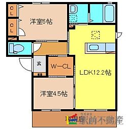 プロムナードB 2LDKの間取図画像