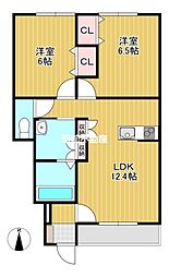 仮)鳥栖市山浦AP 2LDKの間取図画像