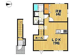 K-ideal TOSUII B棟(ケーディアルトスII) 1LDKの間取図画像