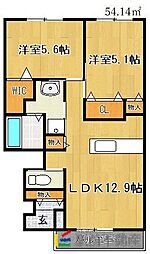 フェリーチェai 2LDKの間取図画像