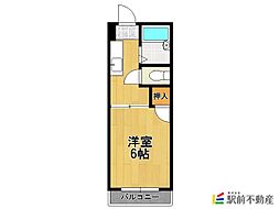 ヴィリッヂ鳥栖 2階1Kの間取り