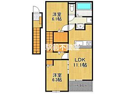 ヒカルサ鳥栖今泉サウス 2階2LDKの間取り