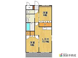雲雀 1階2LDKの間取り
