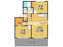 ルミエール基山　C棟 1階2LDKの間取り