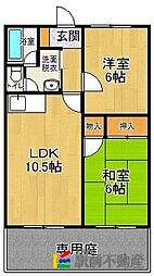 グリーンハウス大刀洗B棟 2LDKの間取図画像