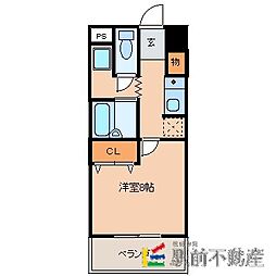 ネバーランドぶどうの樹 4階1Kの間取り