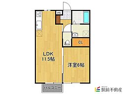 シャルマンコート 1階1LDKの間取り