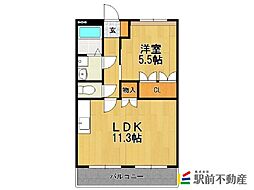 ピュアライズ 2階1LDKの間取り