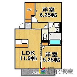 シャンクス 1階2LDKの間取り