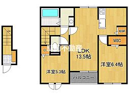 ファミリア・フェリーチェ 2階2LDKの間取り