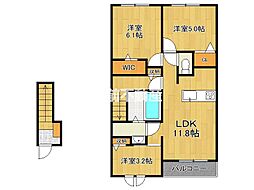 ヴァンクールA 2階3LDKの間取り