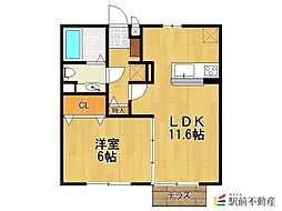 ジュネス・鳥栖 1LDKの間取図画像