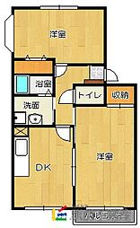 レークヒルズ希みが丘弐番館 2DKの間取図画像