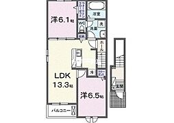 カーサ フェリーチェ 2LDKの間取図画像
