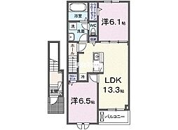 カーサ フェリーチェ 2LDKの間取図画像