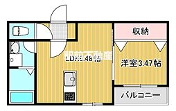 ヒルズテラス大板井 1LDKの間取図画像