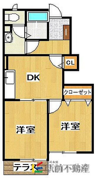 カーサフィオーレB 102｜福岡県うきは市吉井町千年(賃貸アパート2DK・1階・40.45㎡)の写真 その2