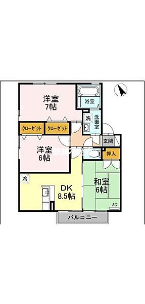 あいハイムA棟 A202｜福岡県朝倉市堤(賃貸アパート3DK・1階・62.00㎡)の写真 その2
