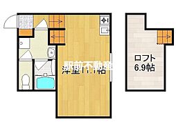 SOLANA 2階ワンルームの間取り