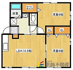 アーナリ弐番館 2階2LDKの間取り