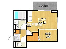 フリーデンやりた 3階1LDKの間取り