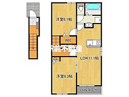 グレイスI 1階2LDKの間取り