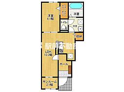 グレイスIII 1階1LDKの間取り