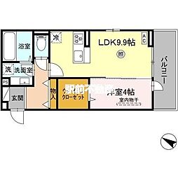 メゾンベール 3階1LDKの間取り