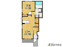 ビクトリアリアンB 1LDKの間取図画像