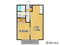アビタシオン 1LDKの間取図画像